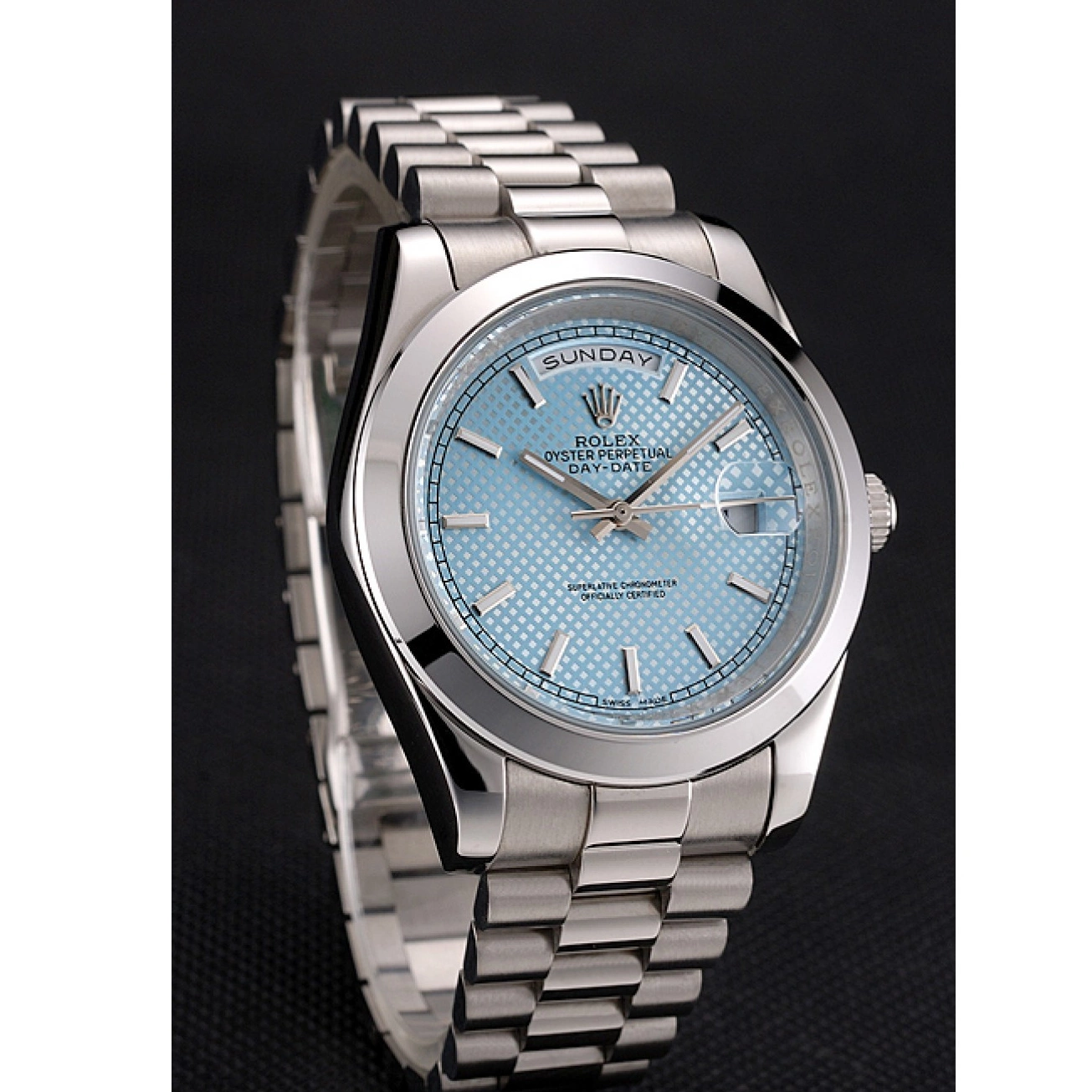 Good copy rolex watches 40 Dial And Steel Bracelet Case Stainless Blue Day Date Rolex Ice 0718